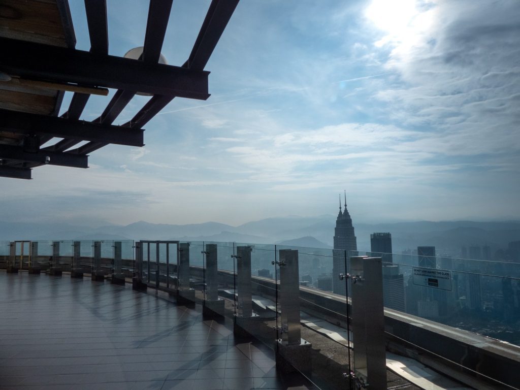 KL Tower view empty deck without people early in the morning