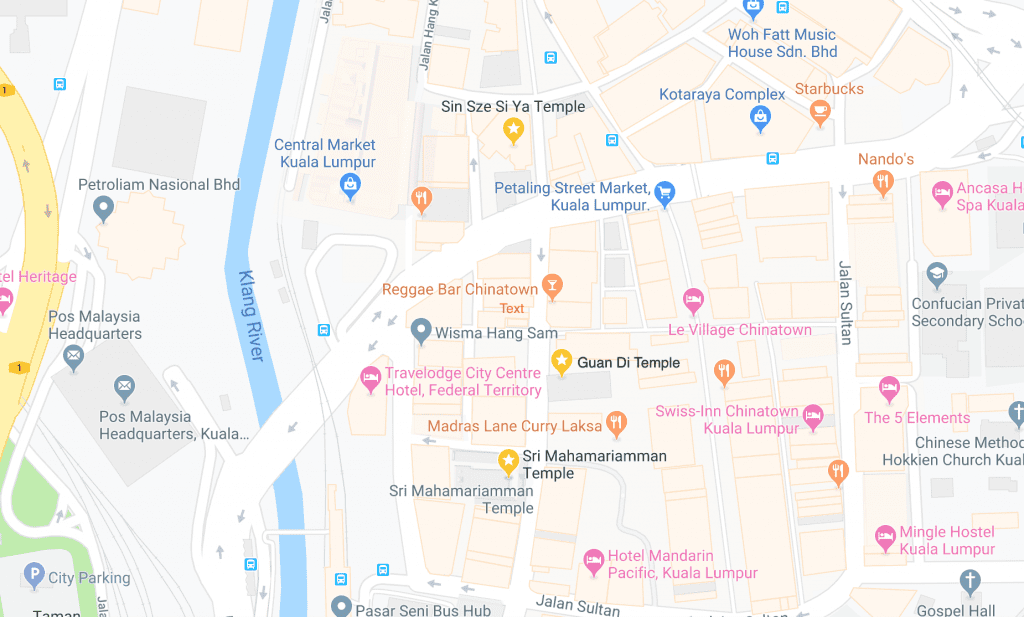 map of temples in kl chinatown