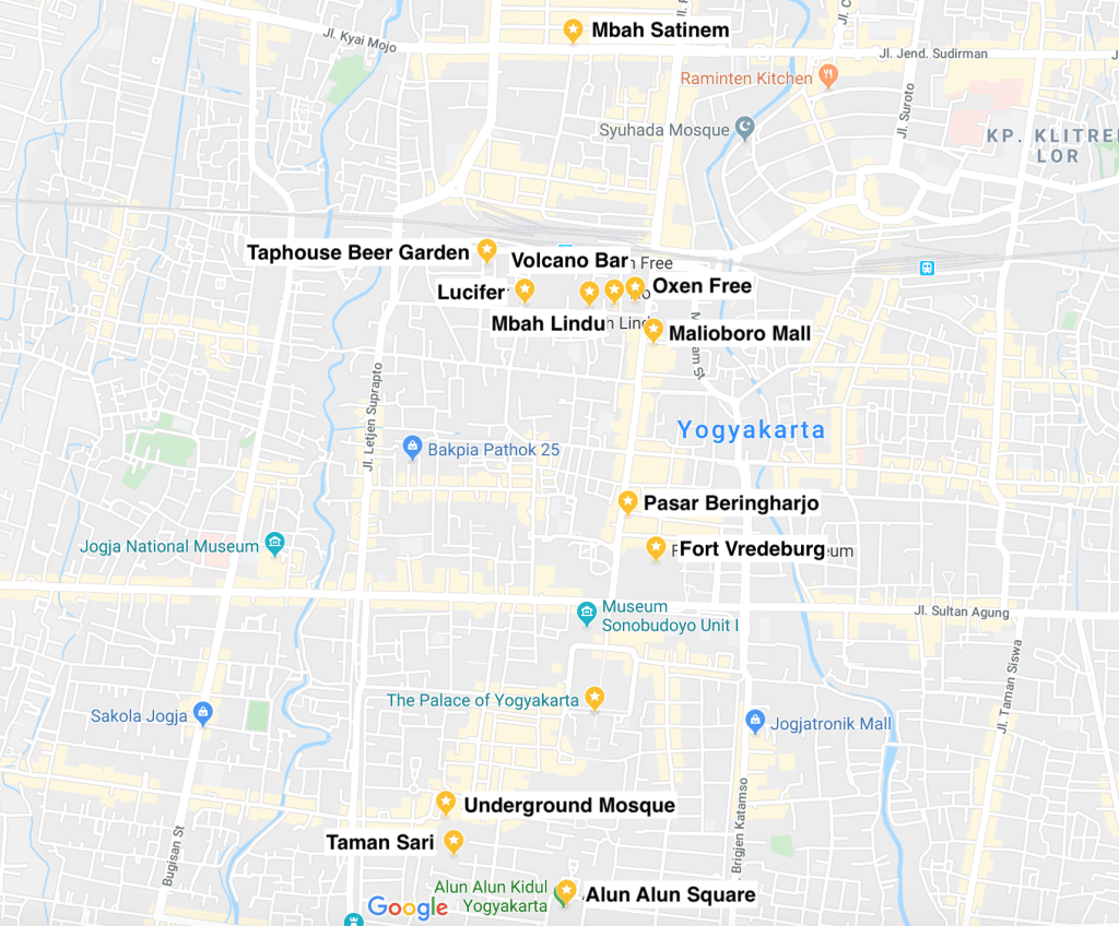 map of unusual things to do in yogyakarta and hidden unique gems