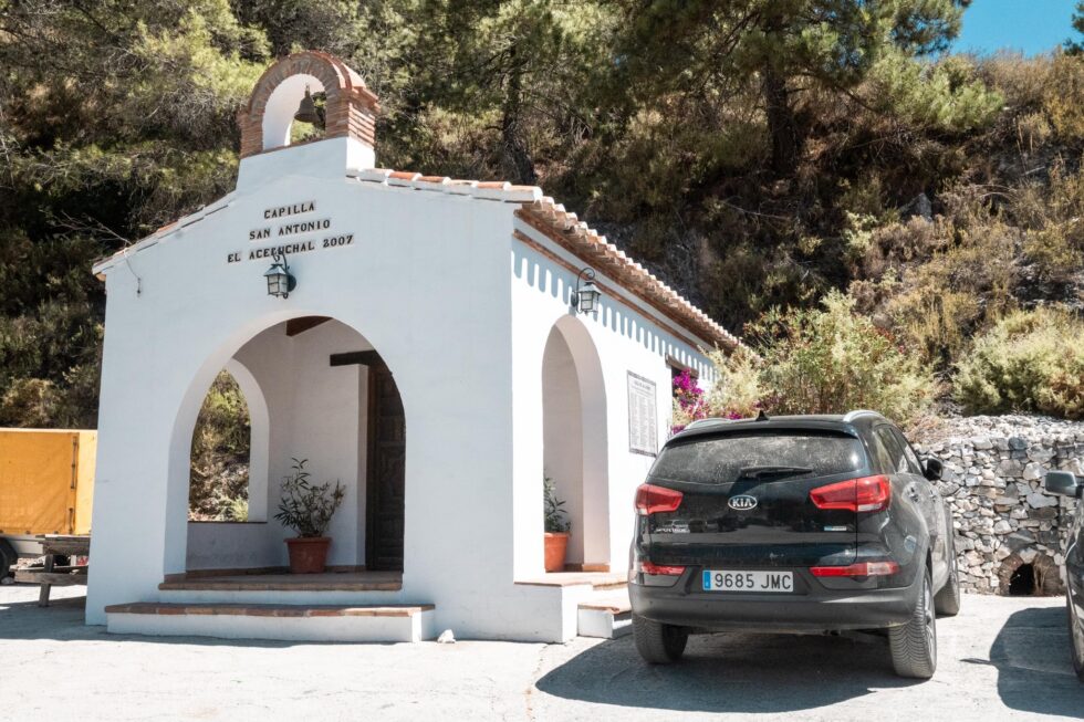 chapel of san antionio spain white villages with car