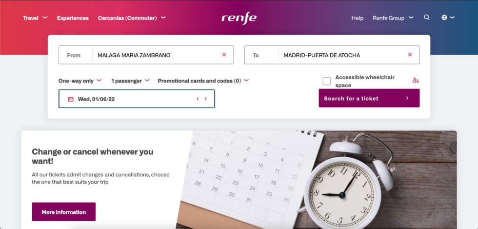 Renfe Website