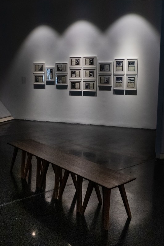 ilham tower gallery kuala lumpur wooden bench in white gallery room