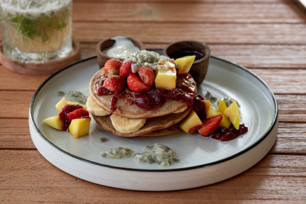 breakfast pancakes uma kalai mango strawberry