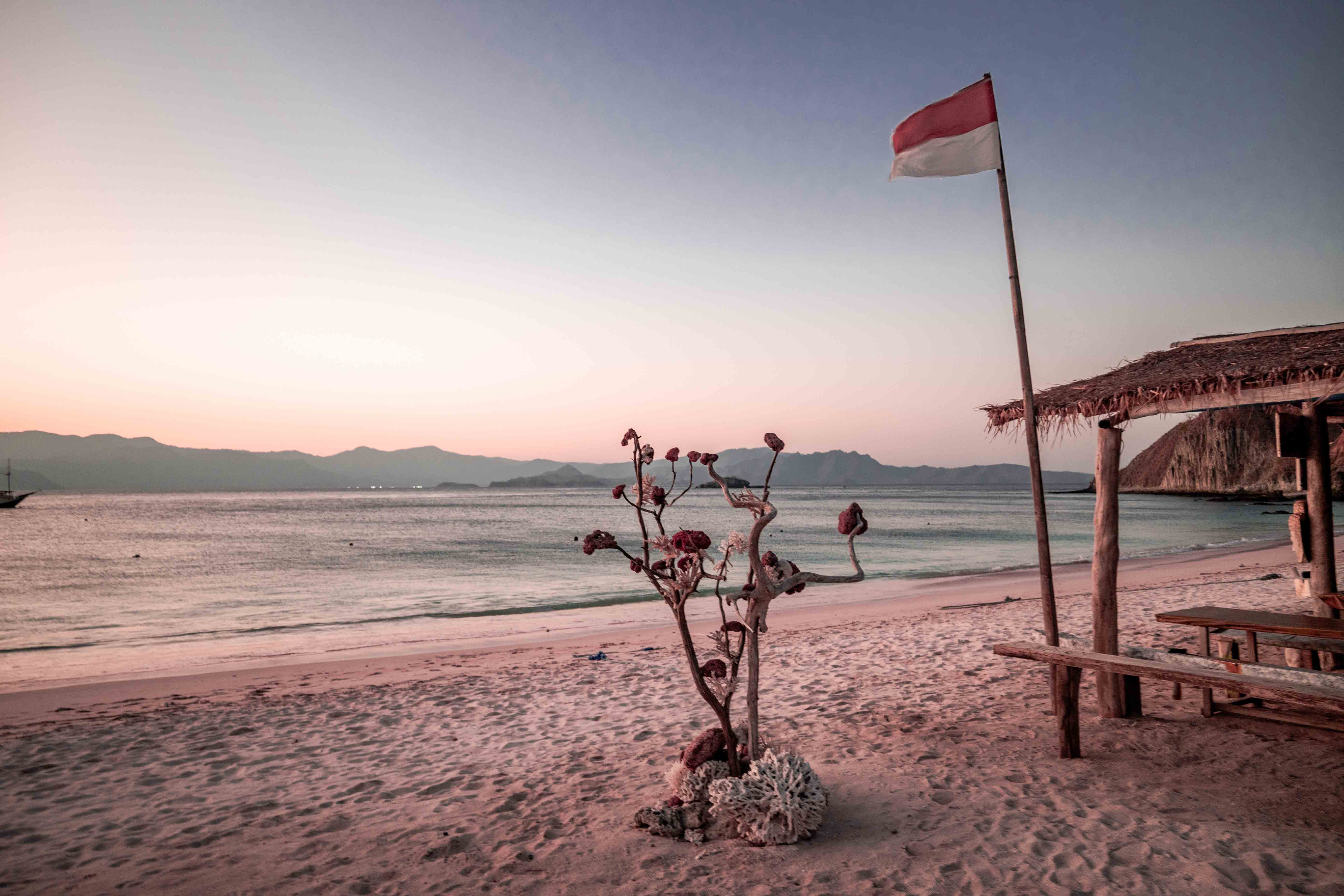 Sunset pink beach group trip Indonesia Labuan Bajo