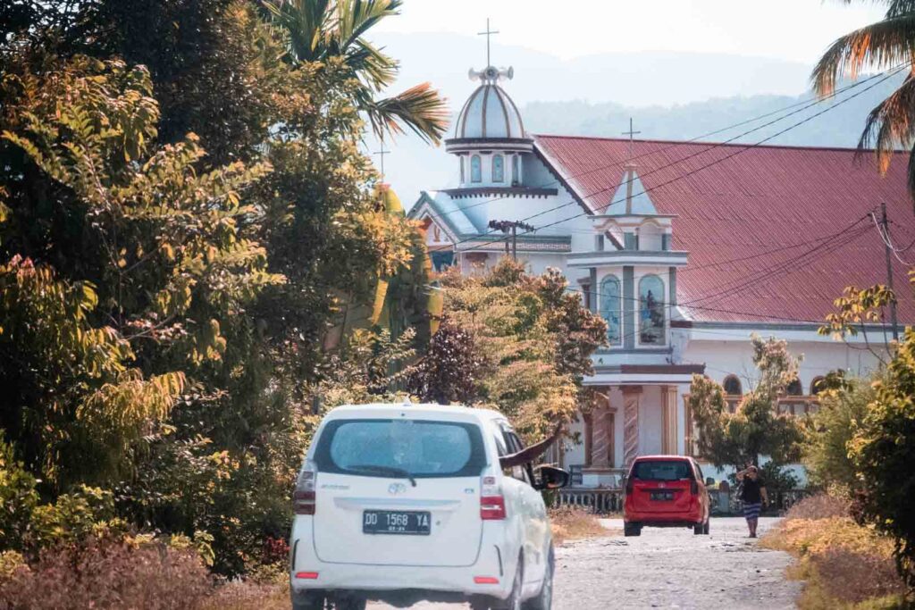 cars Bada Valley people church road central sulawesi