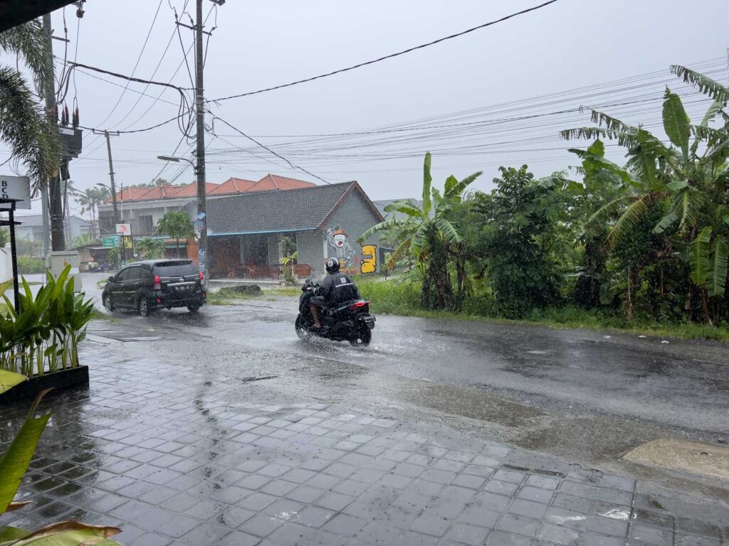 Bali rainy season worst time to visit scooter street wet