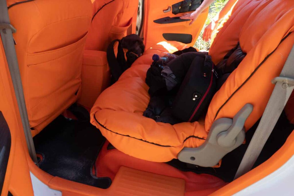 orange car interior nusa penida