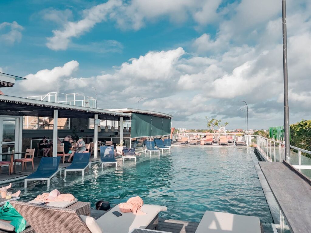 rooftop hotel pool sunlungers canggu aston