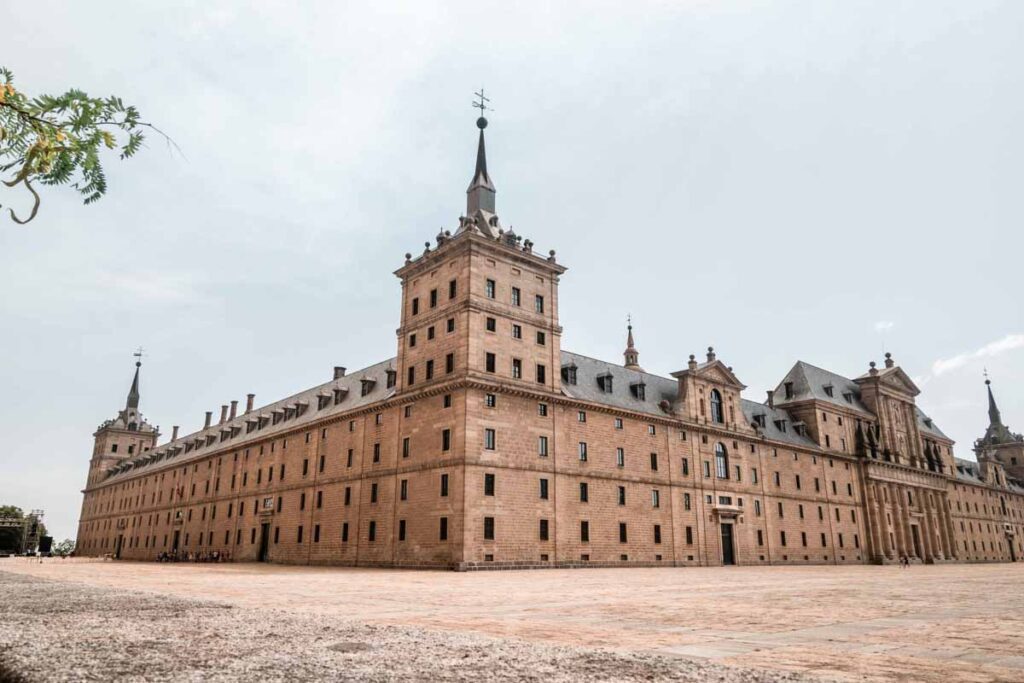 San Lorenzo de El Escorial day trip from Madrid shot from far away of the monastery