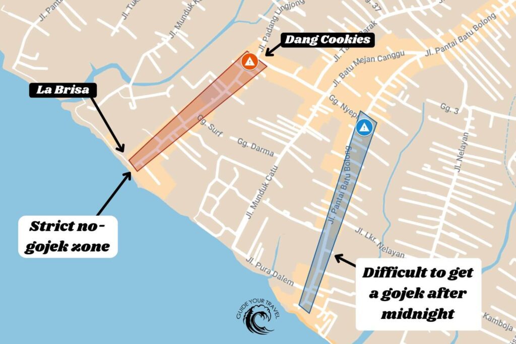 gojek grab zones canggu map with dang cookies and la brisa