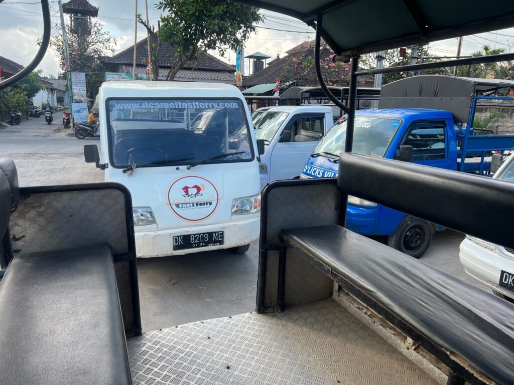 truck taxi with benches in lembongan