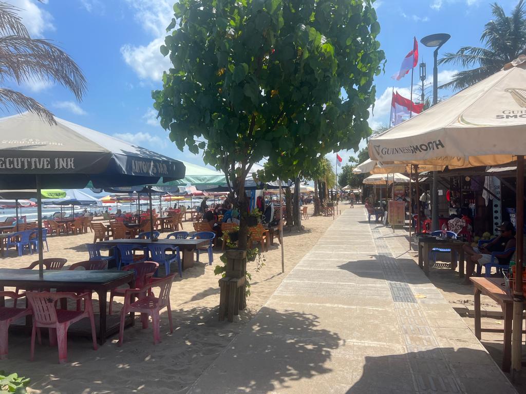 boardwalk in seminyak at the beach