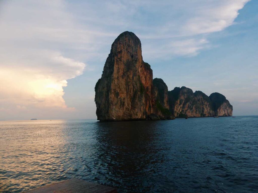 thailand rocks during sunset with the ocean