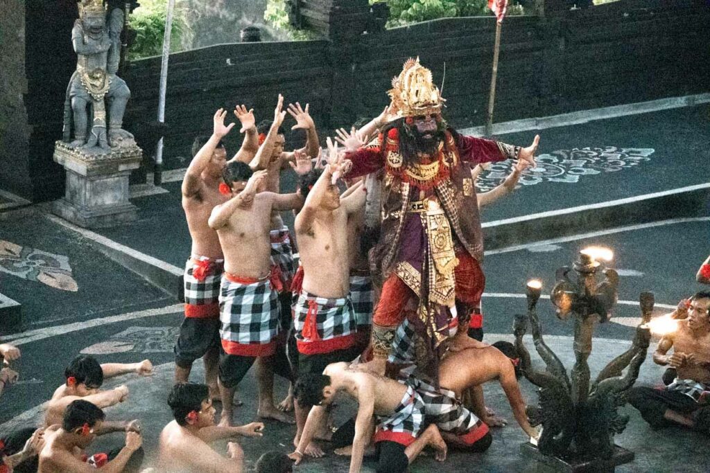 kecak fire dance in bali with performers 