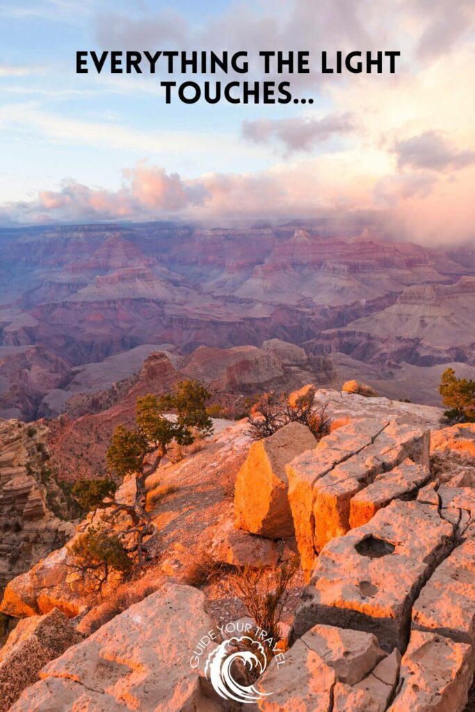 view of the grand canyon from the piers with a golden hour 