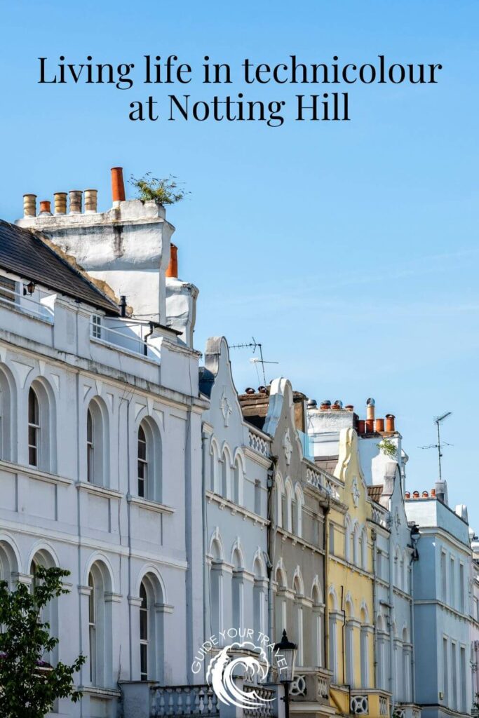 Notting Hill district with a yellow, blue and brown house