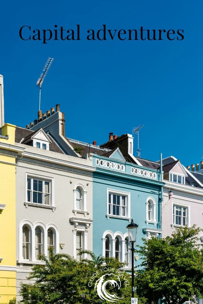 colourful house in Notting Hill with trees 