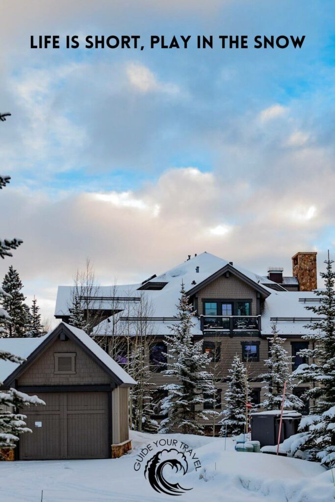 Mountain chalet set in a winter landscape of snow-covered trees