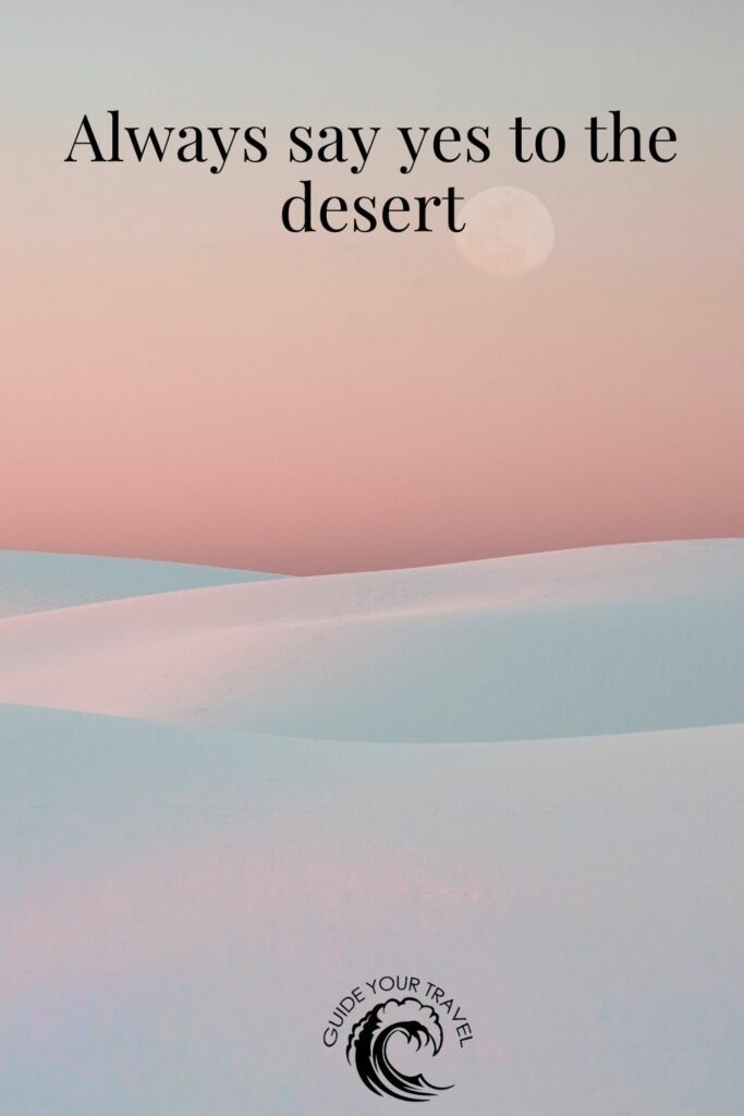 Tranquil desert landscape. Desert instagram captions and quotes