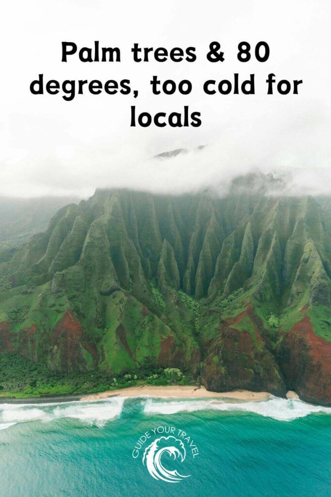 beach in hawaii with green mountains and white sand hawaii instagram captions and quotes