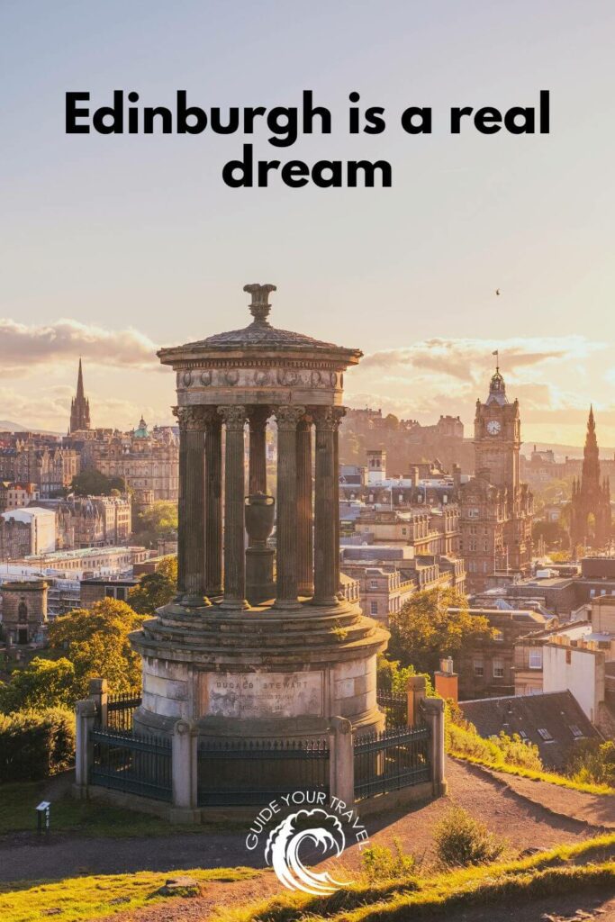 Old monument with pillars. Best Scotland instagram captions and quotes