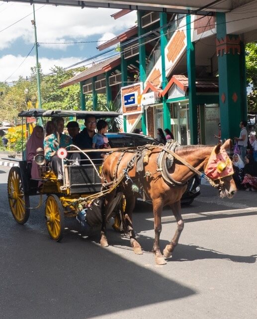 horse cart with people in it in yogyakarta indonesia