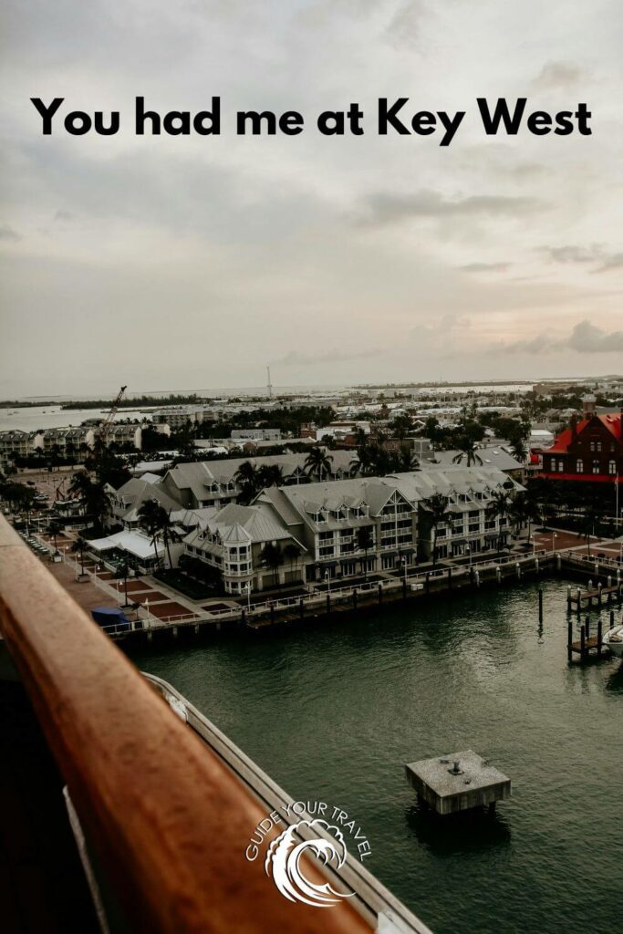 Aerial view of a coastal town. Key West Instagram captions and quotes