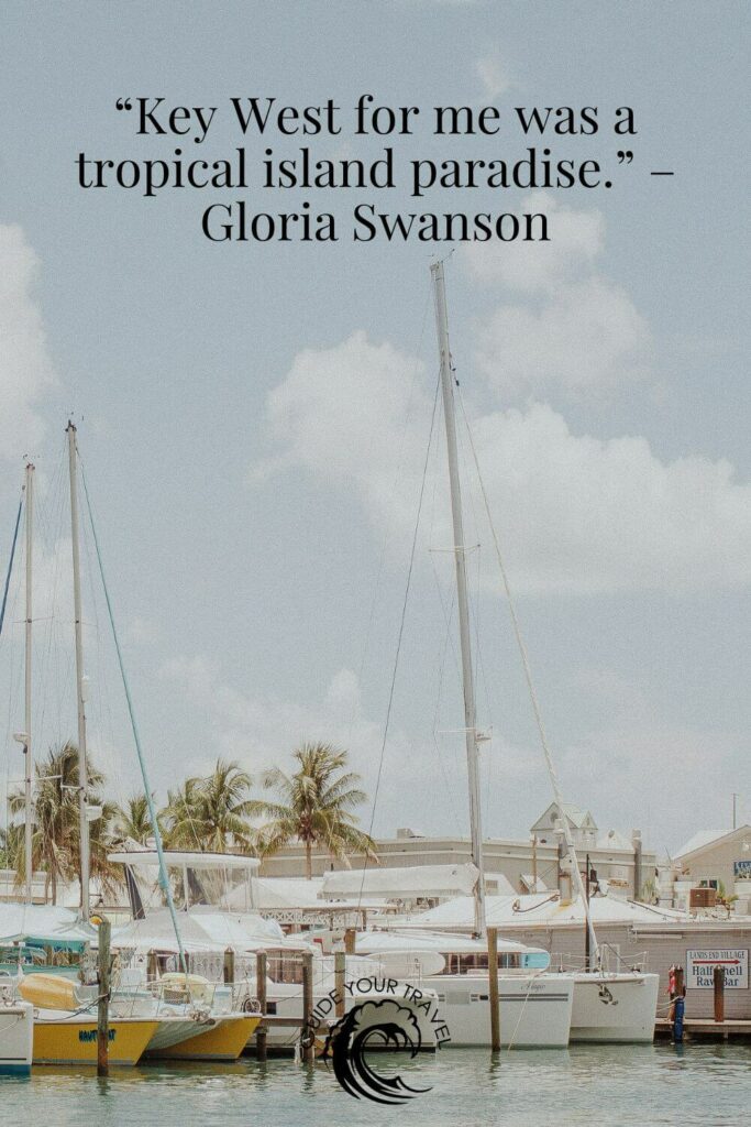 Sailboats are moored at a marina. Key West Instagram captions and quotes