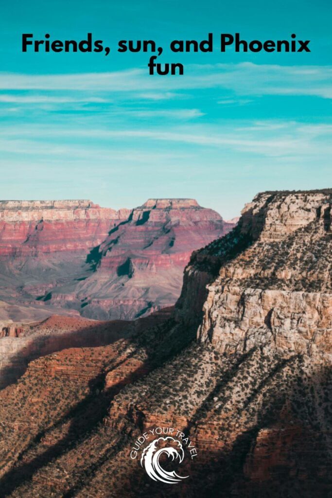 Layered rock formations of the Grand Canyon. Phoenix instagram captions and quotes