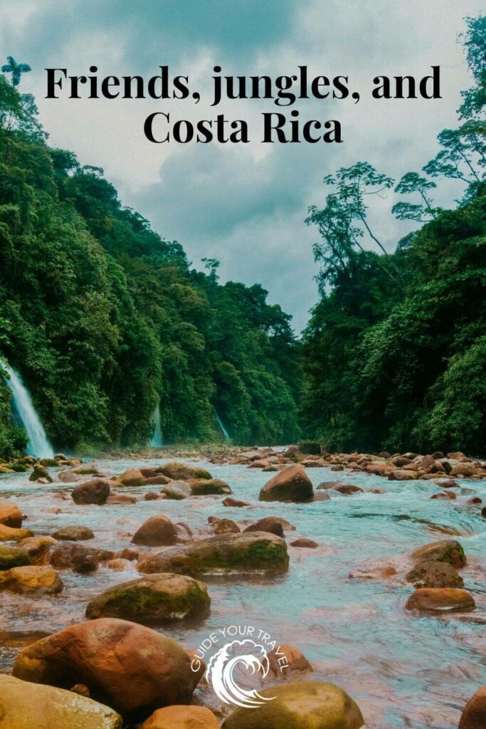 Rocky riverbed with distant waterfalls in a tropical forest Costa Rica Instagram captions and quotes