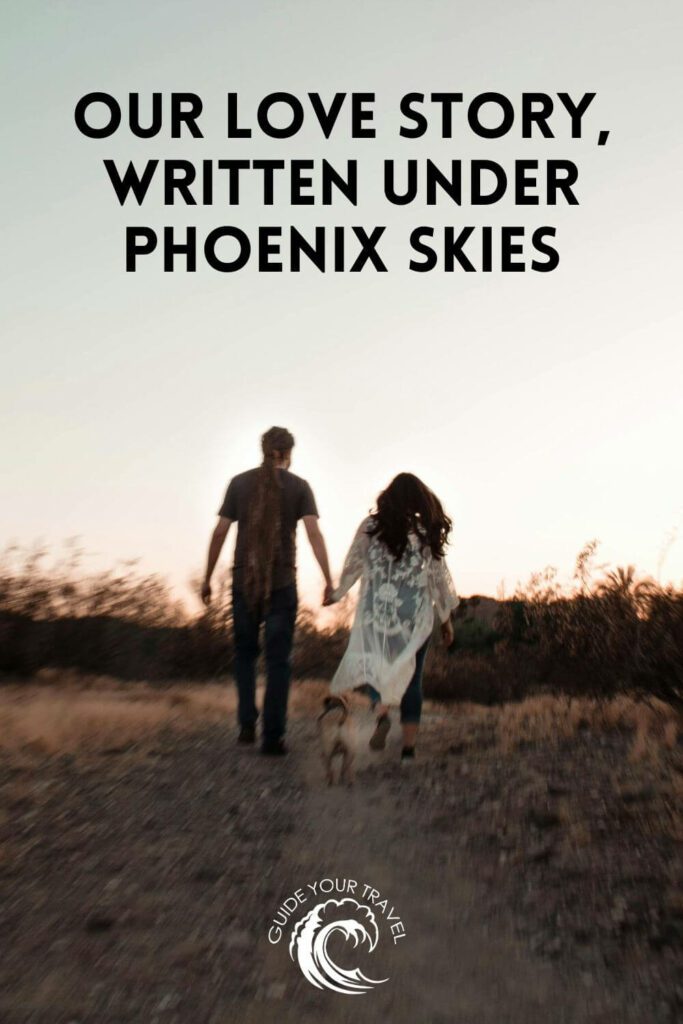 A couple walking hand in hand in the desert. Phoenix instagram captions and quotes