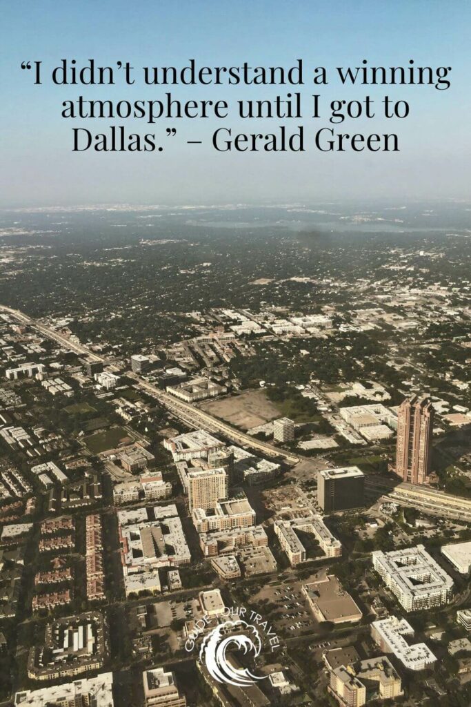 Aerial view of a dense urban area in Dallas. Dallas Instagram captions and quotes