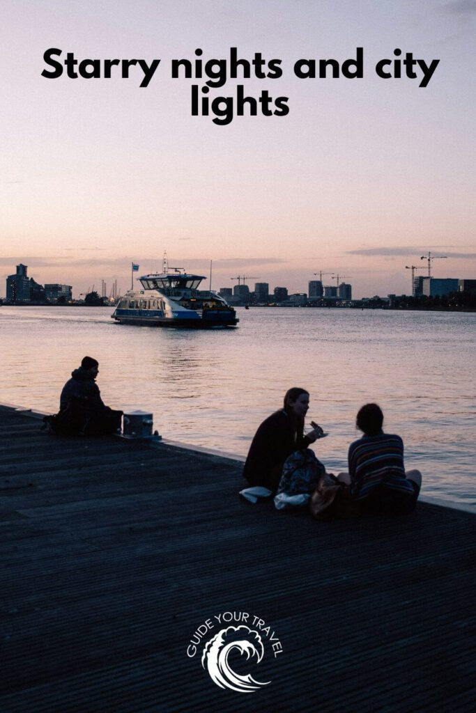 People relax by the water at dusk Amsterdam Instagram captions and quotes.