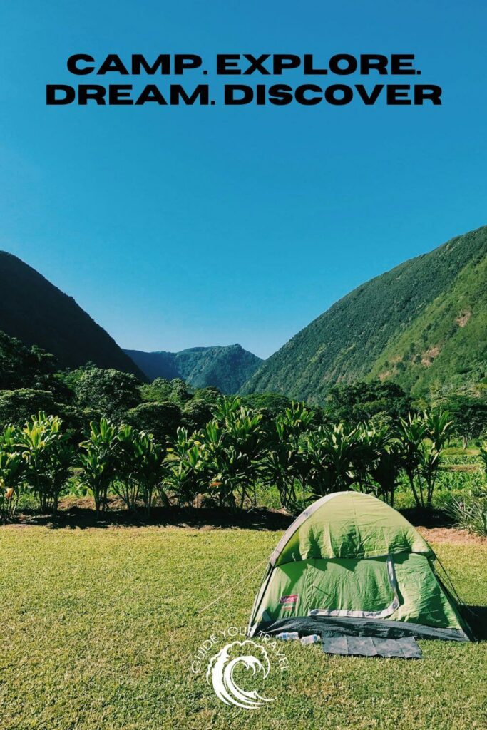 Tent pitched in a lush valley camping instagram captions and quotes