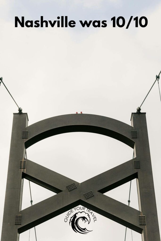 A close-up view of a bridge tower perfect for Nashville Instagram captions and quotes