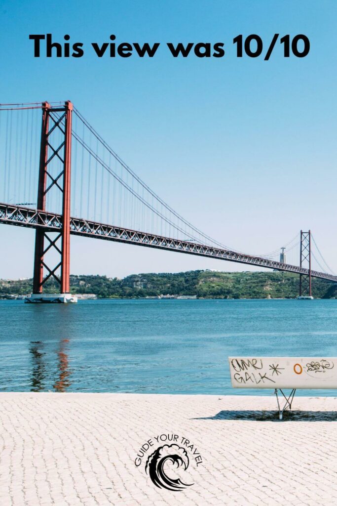 A red suspension bridge over a calm body of water instagram captions and quotes about views