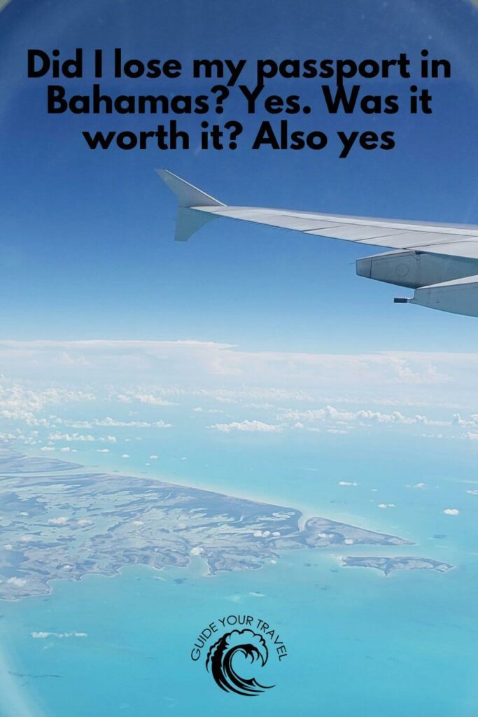 A view of islands and blue ocean from an airplane window in the bahamas which are perfect for instagram captions and quotes