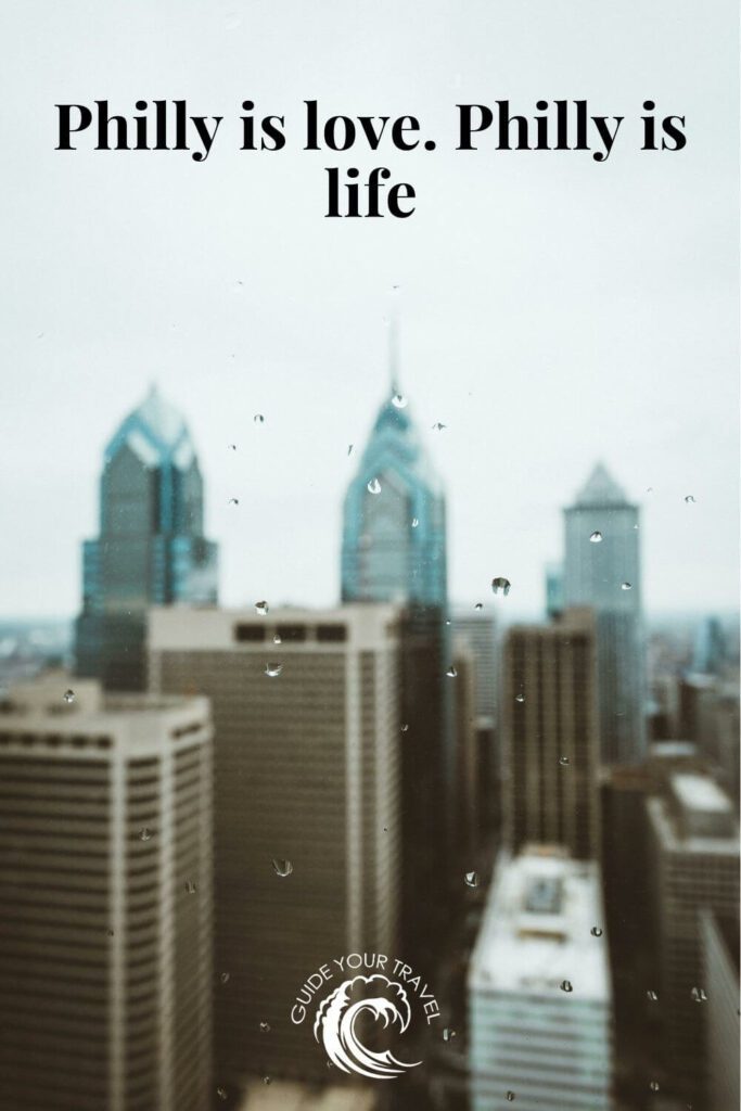 Raindrops on a window with a view of skyscrapers in philadelphia perfect for instagram captions and quotes