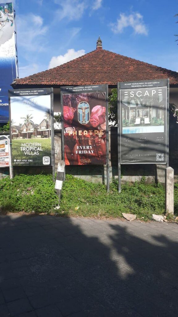 billboards in bali with blue sky