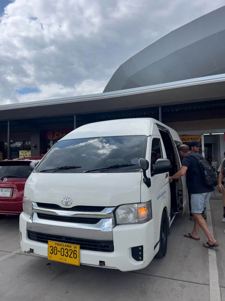 white van in thailand in parking area