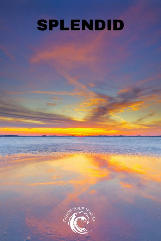 Colorful sunset reflecting on the water perfect for Sunset Instagram Captions and Quotes