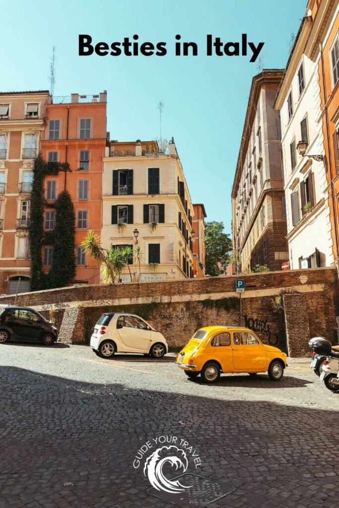 Yellow car on an Italian street perfect for Italy Instagram Captions and Quotes