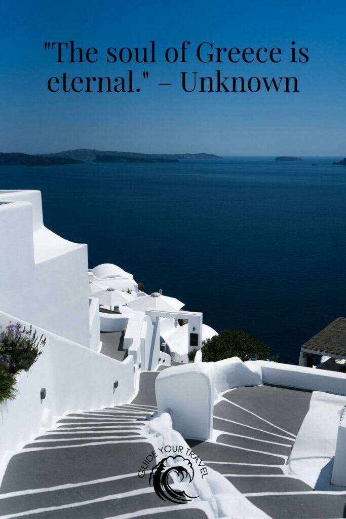 White buildings with blue doors perfect for Greece Instagram Captions and Quotes