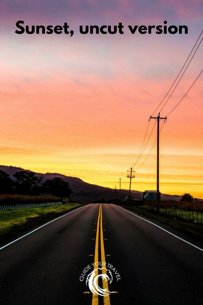 Open road leading to a vibrant sunset sky perfect for Sunset Instagram Captions and Quotes