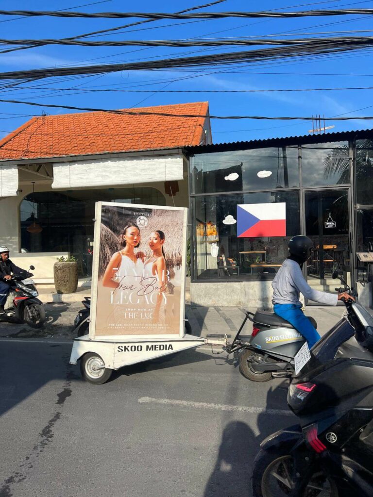 skoo media movable scooter billboard in canggu bali