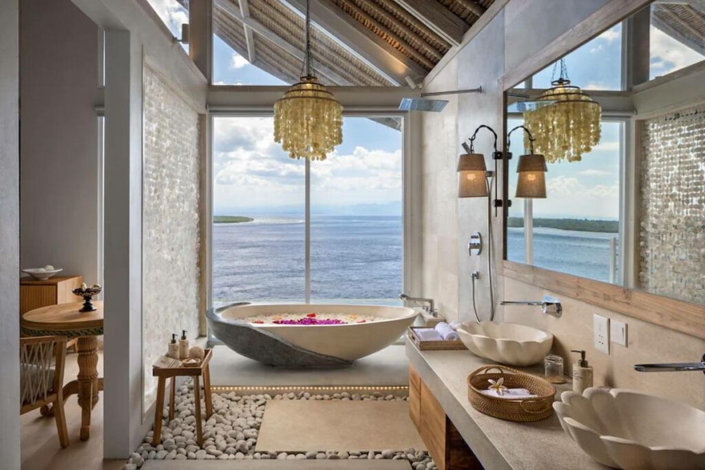 Pramana Natura bathroom ocean view nusa penida