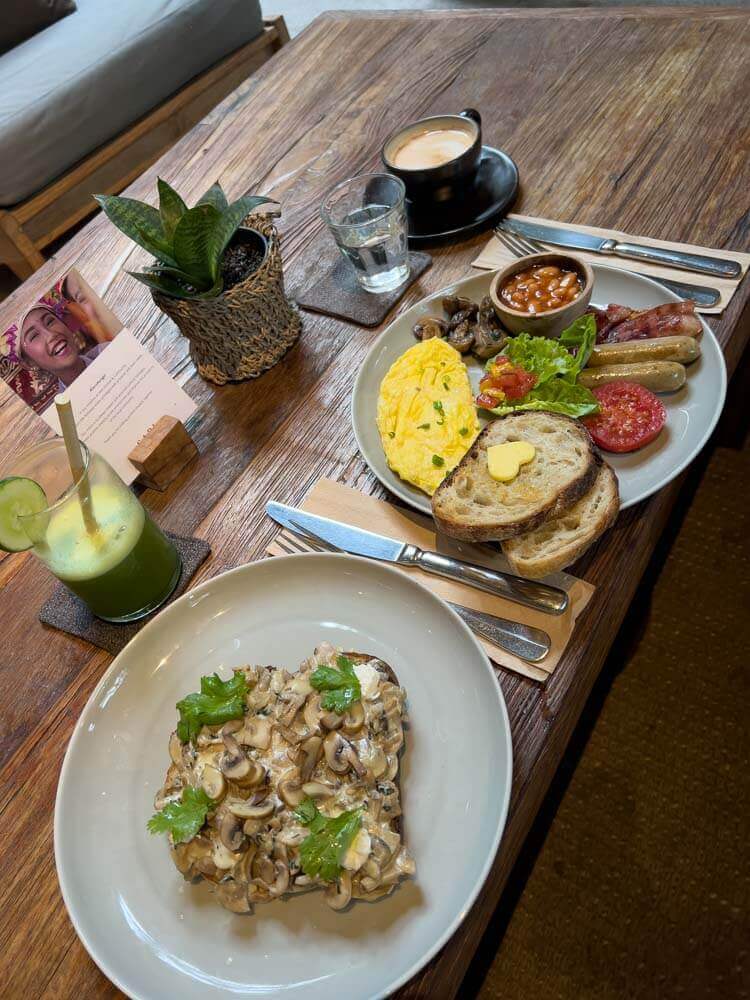 sari kitchen mushroom toast and breakfast spread