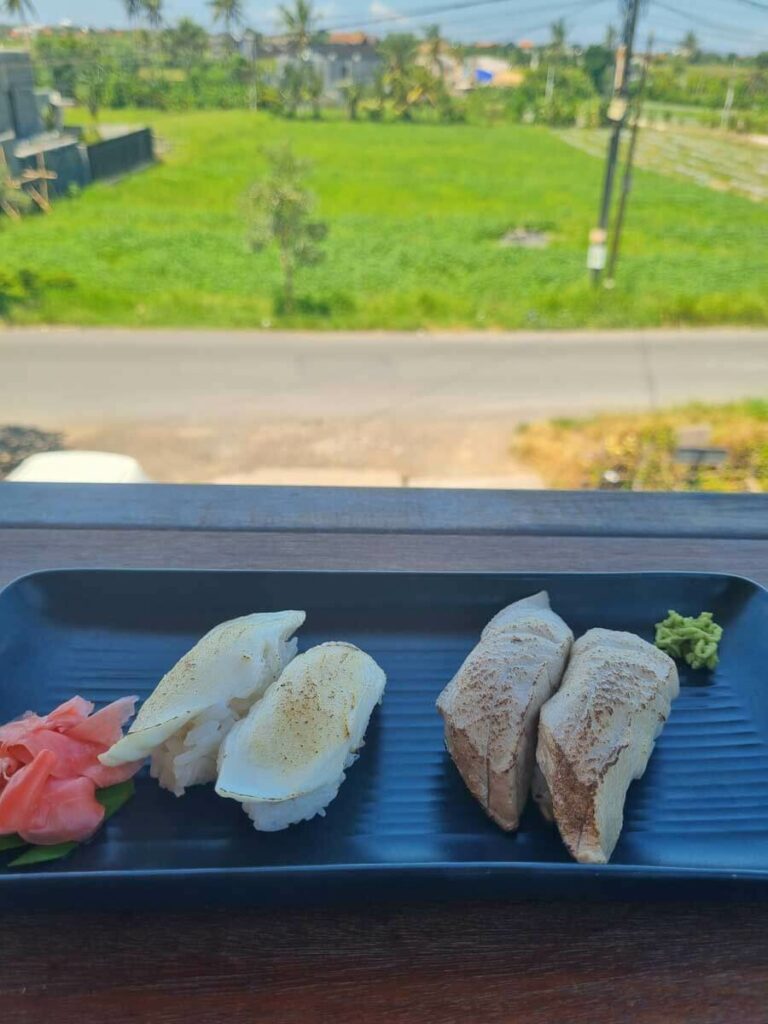 Kaemon sushi with rice field view