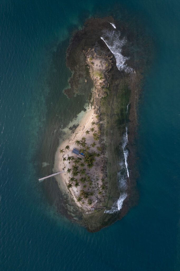 drone shot of small island in panama